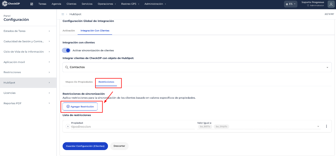 agregar restriccion cliente