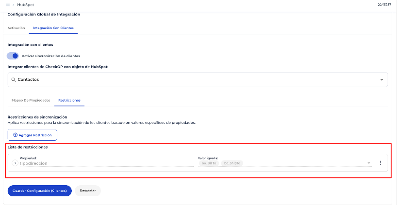 lista de restricciones